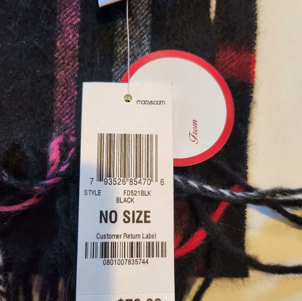 100% Cashmere Scarf One Size Black/Multi